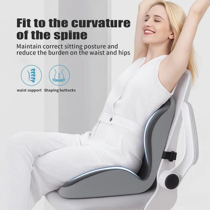 Ergonomic Memory Foam Seat Cushion with Lumbar & Back Support, Pressure Relief Coccyx Pad for Office Chair, Car Seat & Desk Chair
