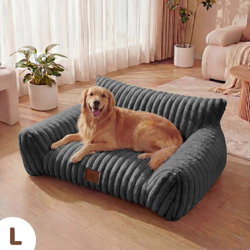 3 Styles Fluffy Fleece Pet Sofa Bed, Calming Cat Bed for Indoor Cats, Soft Plush Puppy Bed with Removable Washable Cover