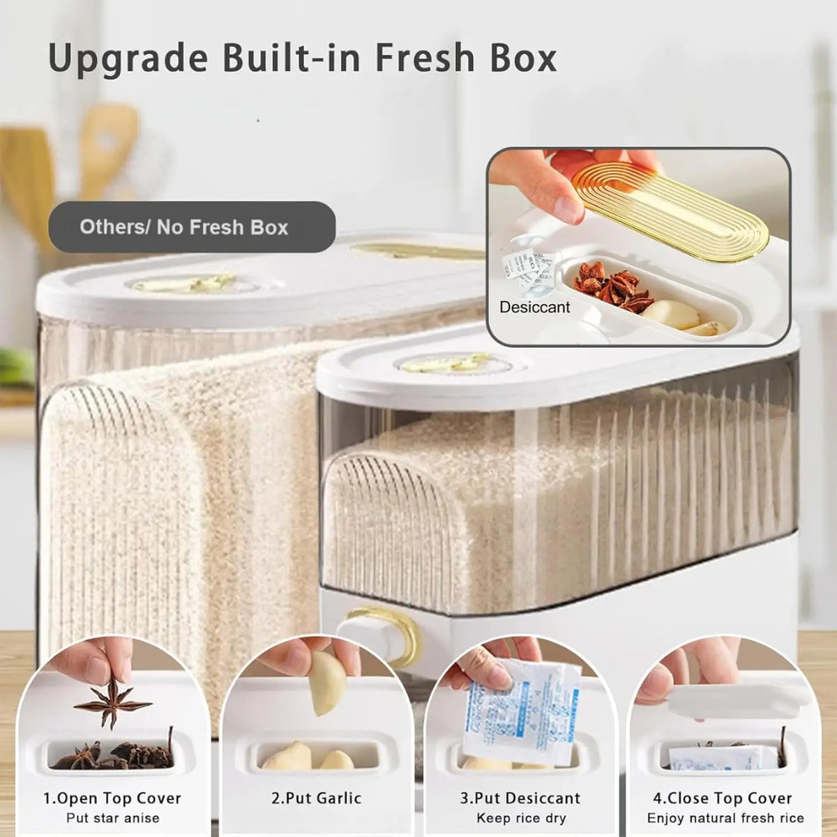 Rice Dispenser with Measuring Cup &Time Scale