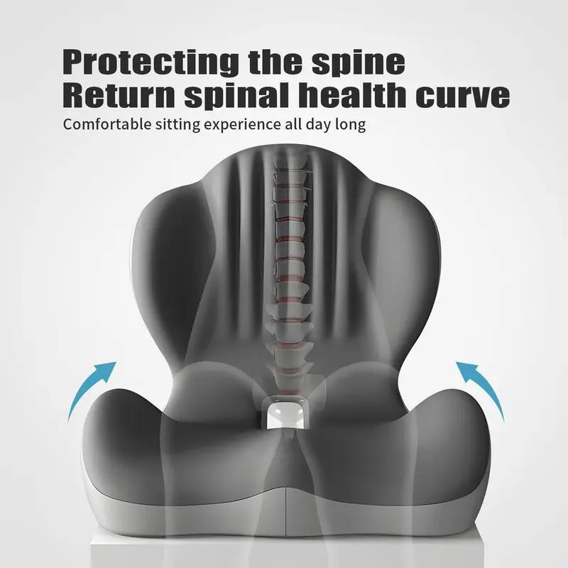 Ergonomic Memory Foam Seat Cushion with Lumbar & Back Support, Pressure Relief Coccyx Pad for Office Chair, Car Seat & Desk Chair