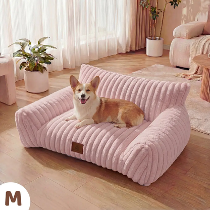 3 Styles Fluffy Fleece Pet Sofa Bed, Calming Cat Bed for Indoor Cats, Soft Plush Puppy Bed with Removable Washable Cover