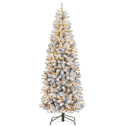Pre-Lit Flocked Pencil Christmas Tree