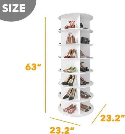 7 Tier Rotating Shoe Rack Tower, 360° Spinning Storage Carousel, Freestanding Organizer