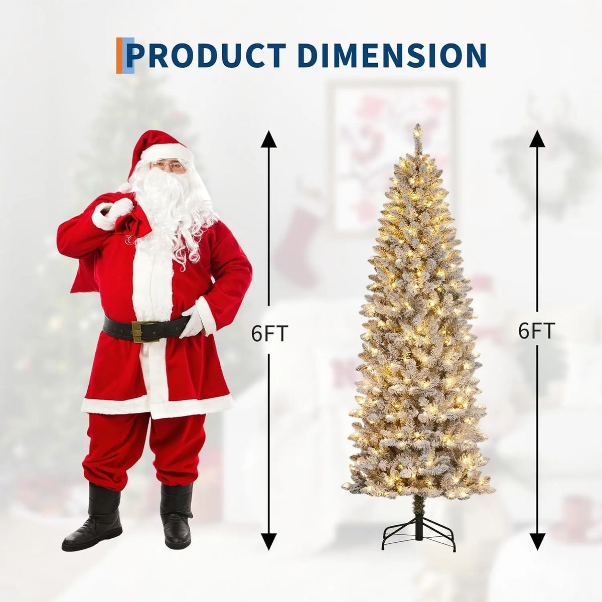 Pre-Lit Flocked Pencil Christmas Tree