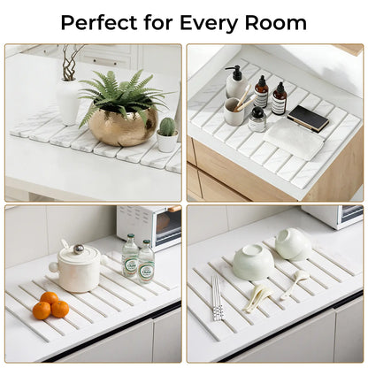 Foldable Large Diatomaceous Earth Dish Drying Mat - 24"x16" Kitchen Counter Drying Pad