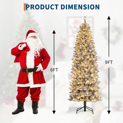 Pre-Lit Flocked Pencil Christmas Tree