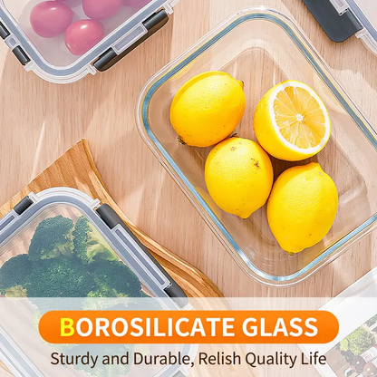 10-Pack Glass Food Storage Containers with Lids, BPA-Free Leak-Proof Airtight Glass Meal Prep Containers, Microwave Oven Freezer Safe, Stackable Glass Lunch Containers for Kitchen