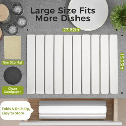 Foldable Large Diatomaceous Earth Dish Drying Mat - 24"x16" Kitchen Counter Drying Pad