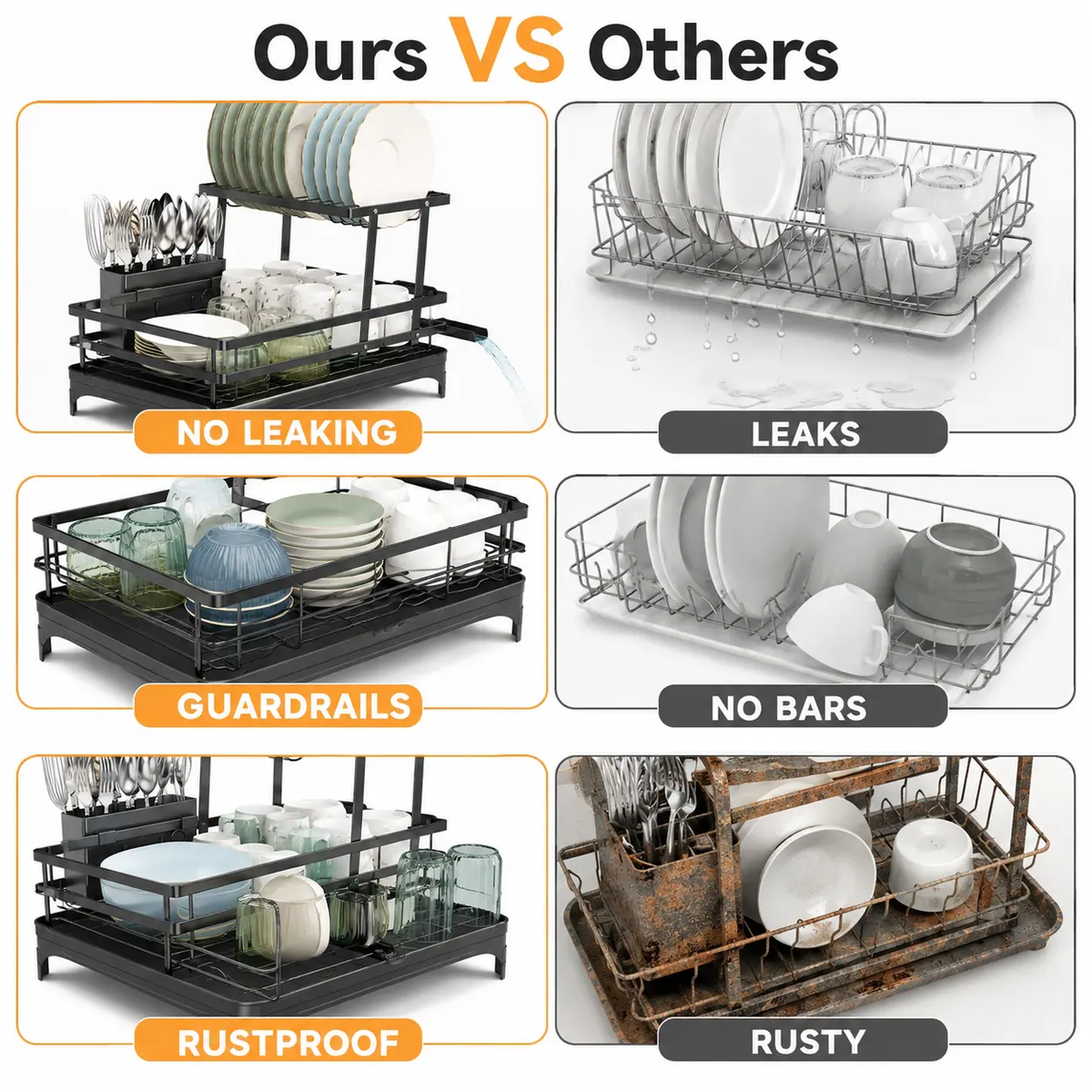 2-Tier Over Sink Dish Drying Rack, Foldable Pull-Out Drainer, Small Kitchen Organizer
