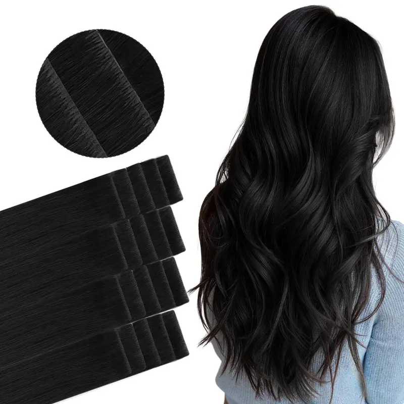 Tape in Human Hair Extensions, Straight Seamless Tape Ins, 20pcs 50g