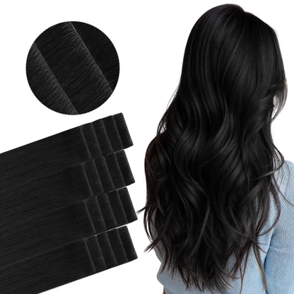 Tape in Human Hair Extensions, Straight Seamless Tape Ins, 20pcs 50g