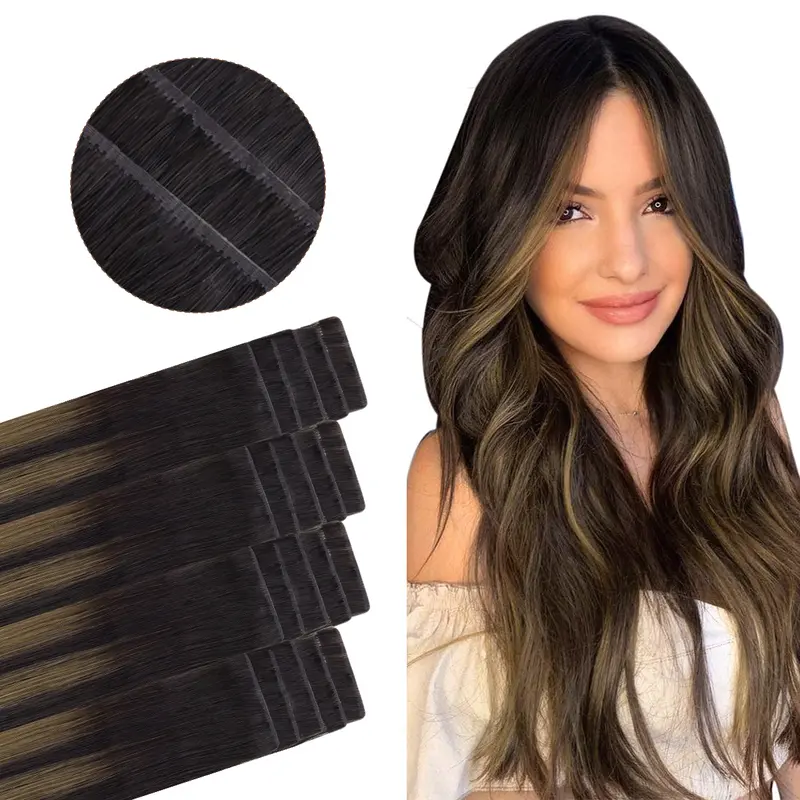 Tape in Human Hair Extensions, Straight Seamless Tape Ins, 20pcs 50g