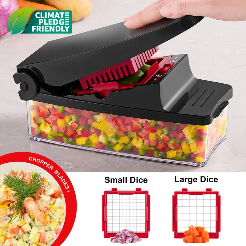 Vegetable Chopper, Multi Blade Veggie Dicer Slicer with Storage Container for Meal Prep