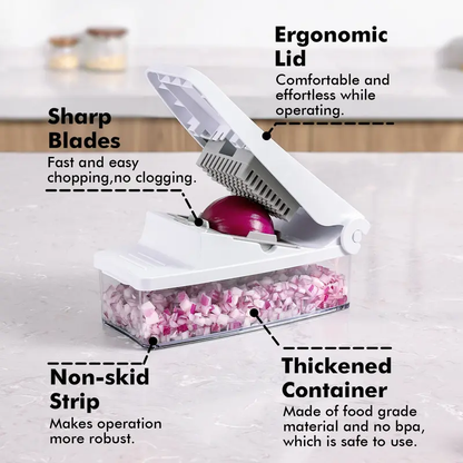 Vegetable Chopper, Multi Blade Veggie Dicer Slicer with Storage Container for Meal Prep