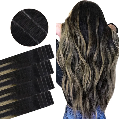 Tape in Human Hair Extensions, Straight Seamless Tape Ins, 20pcs 50g