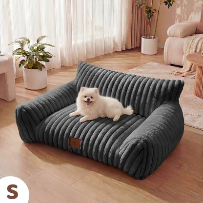3 Styles Fluffy Fleece Pet Sofa Bed, Calming Cat Bed for Indoor Cats, Soft Plush Puppy Bed with Removable Washable Cover