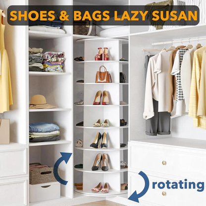 7 Tier Rotating Shoe Rack Tower, 360° Spinning Storage Carousel, Freestanding Organizer