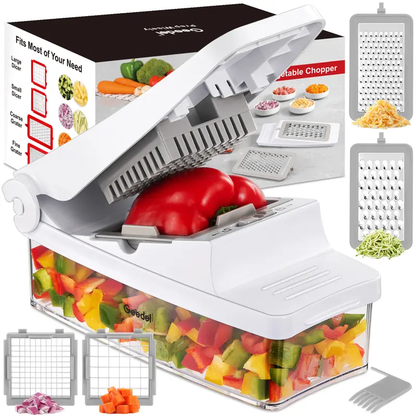 Vegetable Chopper, Multi Blade Veggie Dicer Slicer with Storage Container for Meal Prep
