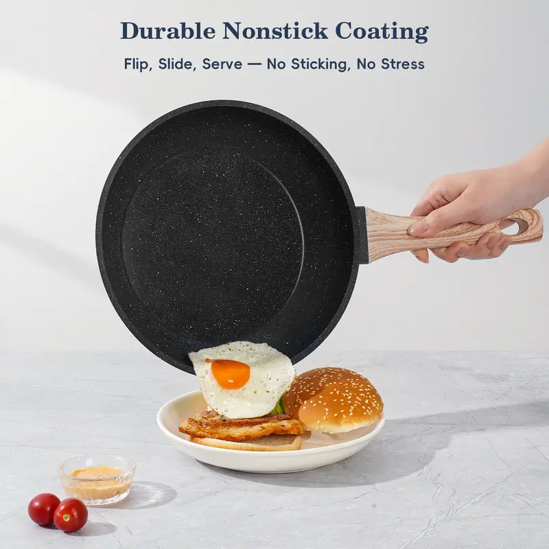 12-Piece Nonstick Granite Cookware Set, Pots and Pans Set, Induction Compatible Kitchen Cookware