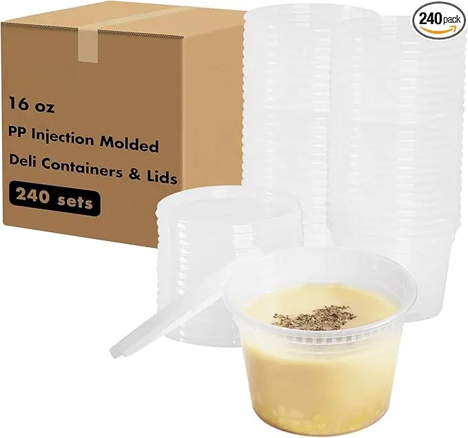 240 Pack Clear Deli Containers with Lids, Plastic Food Storage Containers