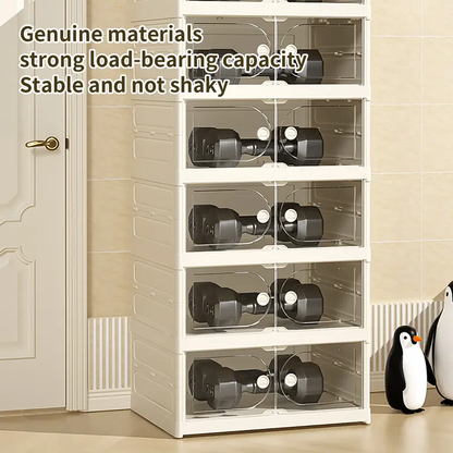 Foldable Shoe Cabinet, 9-Tier Stackable Shoe Rack with Clear Door, No Assembly Shoe Storage Organizer