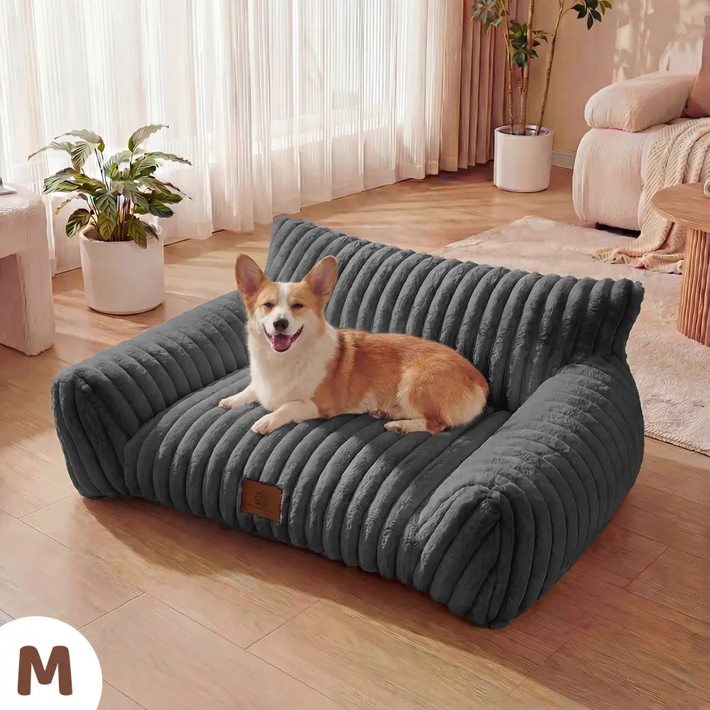 3 Styles Fluffy Fleece Pet Sofa Bed, Calming Cat Bed for Indoor Cats, Soft Plush Puppy Bed with Removable Washable Cover