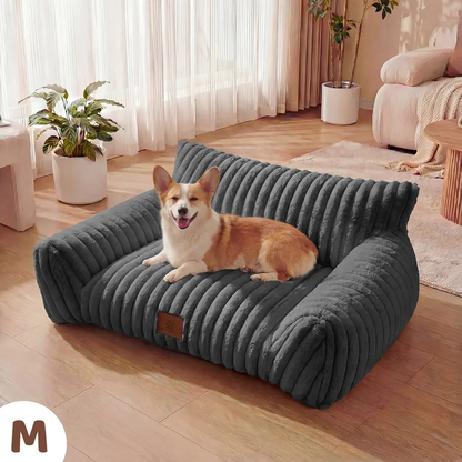 3 Styles Fluffy Fleece Pet Sofa Bed, Calming Cat Bed for Indoor Cats, Soft Plush Puppy Bed with Removable Washable Cover