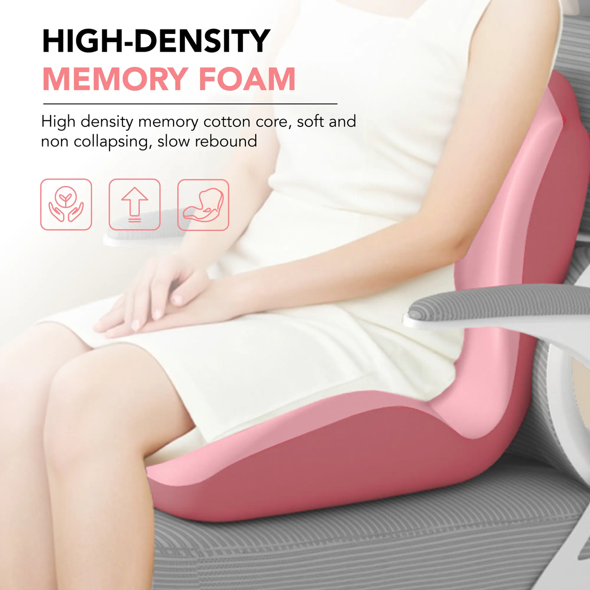 Ergonomic Memory Foam Seat Cushion with Lumbar & Back Support, Pressure Relief Coccyx Pad for Office Chair, Car Seat & Desk Chair