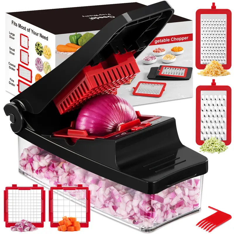 Vegetable Chopper, Multi Blade Veggie Dicer Slicer with Storage Container for Meal Prep