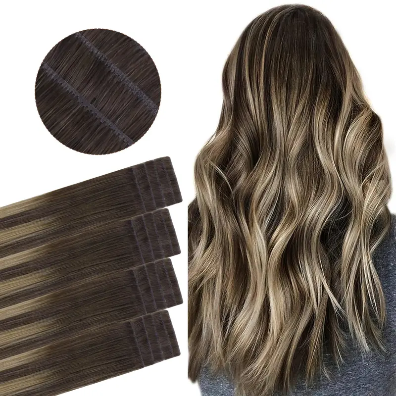 Tape in Human Hair Extensions, Straight Seamless Tape Ins, 20pcs 50g