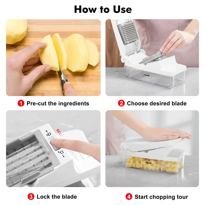 Vegetable Chopper, Multi Blade Veggie Dicer Slicer with Storage Container for Meal Prep