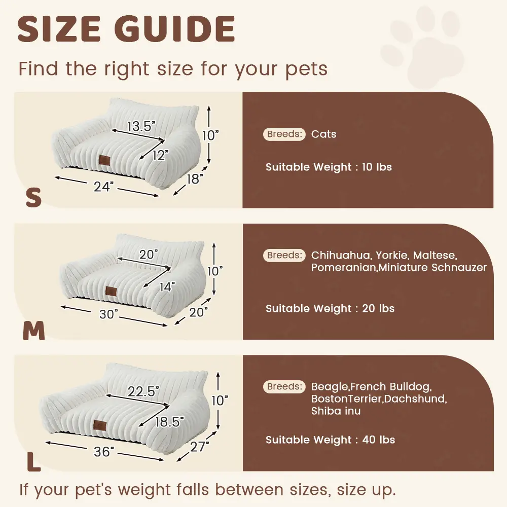 3 Styles Fluffy Fleece Pet Sofa Bed, Calming Cat Bed for Indoor Cats, Soft Plush Puppy Bed with Removable Washable Cover
