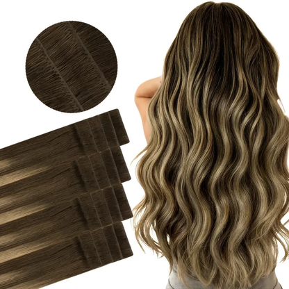 Tape in Human Hair Extensions, Straight Seamless Tape Ins, 20pcs 50g
