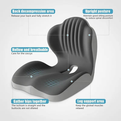 Ergonomic Memory Foam Seat Cushion with Lumbar & Back Support, Pressure Relief Coccyx Pad for Office Chair, Car Seat & Desk Chair