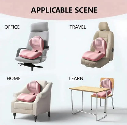 Ergonomic Memory Foam Seat Cushion with Lumbar & Back Support, Pressure Relief Coccyx Pad for Office Chair, Car Seat & Desk Chair