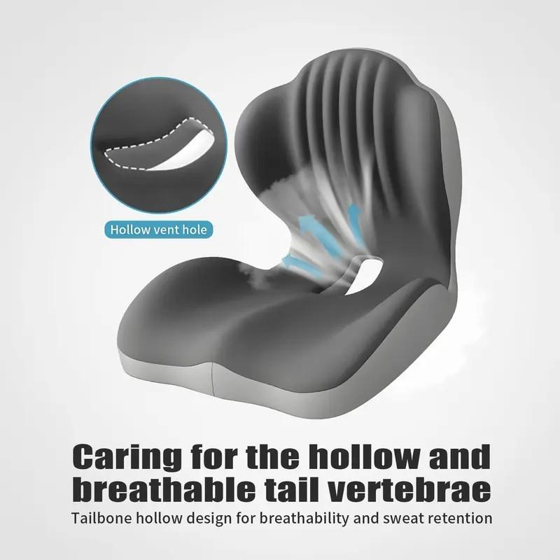 Ergonomic Memory Foam Seat Cushion with Lumbar & Back Support, Pressure Relief Coccyx Pad for Office Chair, Car Seat & Desk Chair